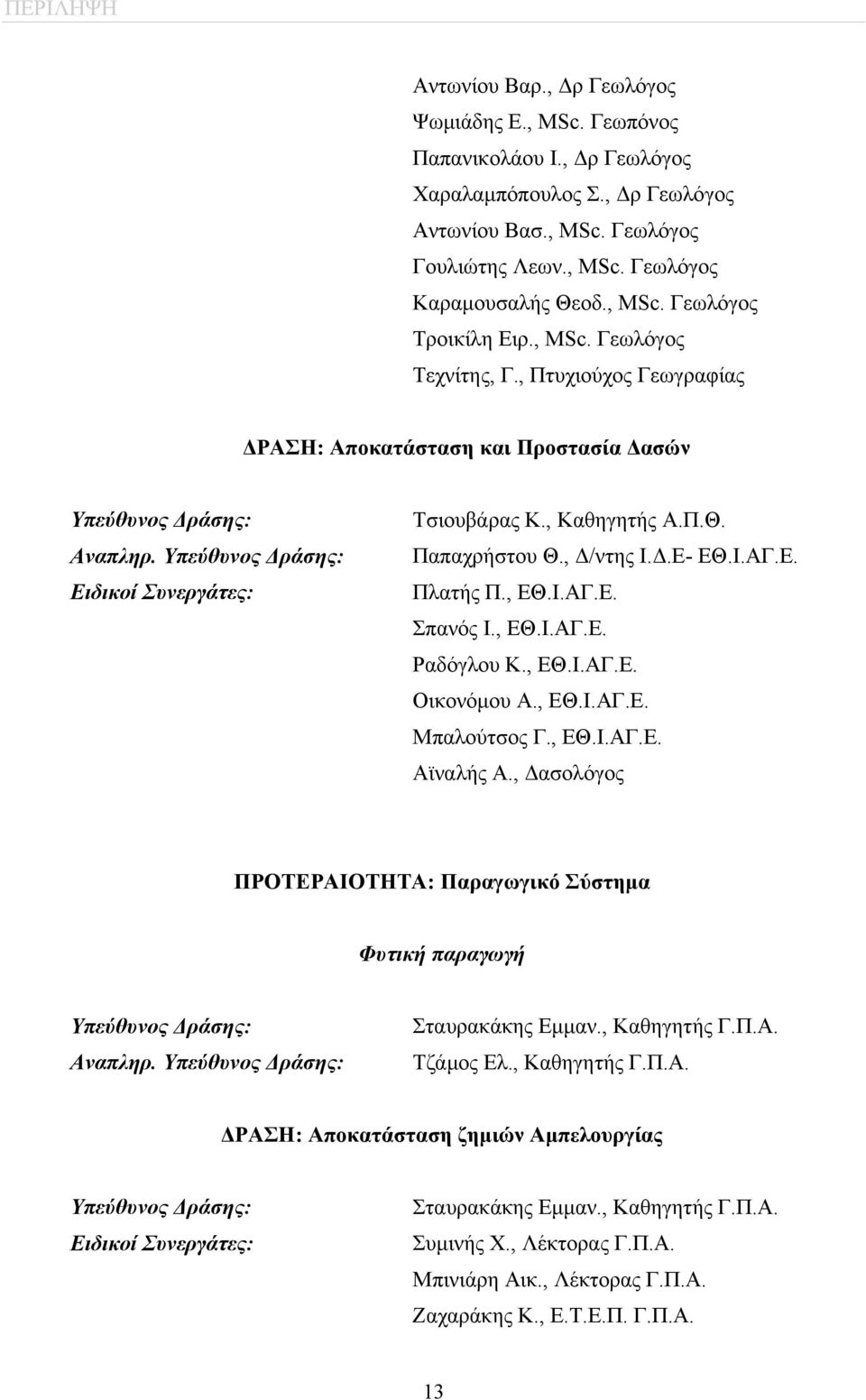 Παπαχρήστου Θ., Δ/ντης Ι.Δ.Ε- ΕΘ.Ι.ΑΓ.Ε. Πλατής Π., ΕΘ.Ι.ΑΓ.Ε. Σπανός Ι., ΕΘ.Ι.ΑΓ.Ε. Ραδόγλου Κ., ΕΘ.Ι.ΑΓ.Ε. Οικονόμου Α., ΕΘ.Ι.ΑΓ.Ε. Μπαλούτσος Γ., ΕΘ.Ι.ΑΓ.Ε. Αϊναλής Α.