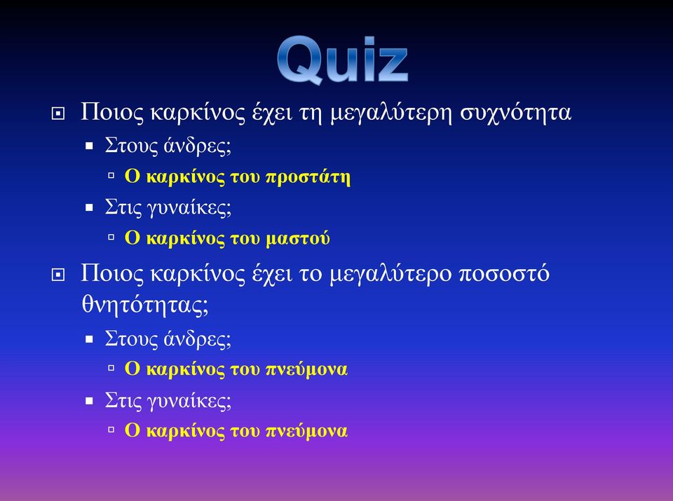 Ποιος καρκίνος έχει το µεγαλύτερο ποσοστό θνητότητας; Στους