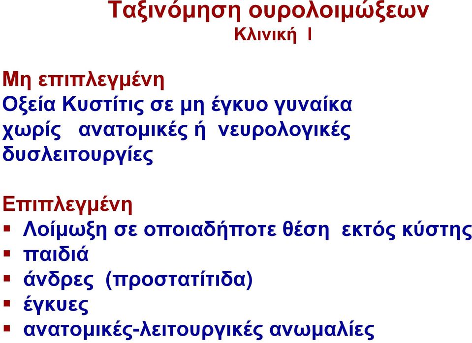 δυσλειτουργίες Επιπλεγμένη Λοίμωξη σε οποιαδήποτε θέση εκτός