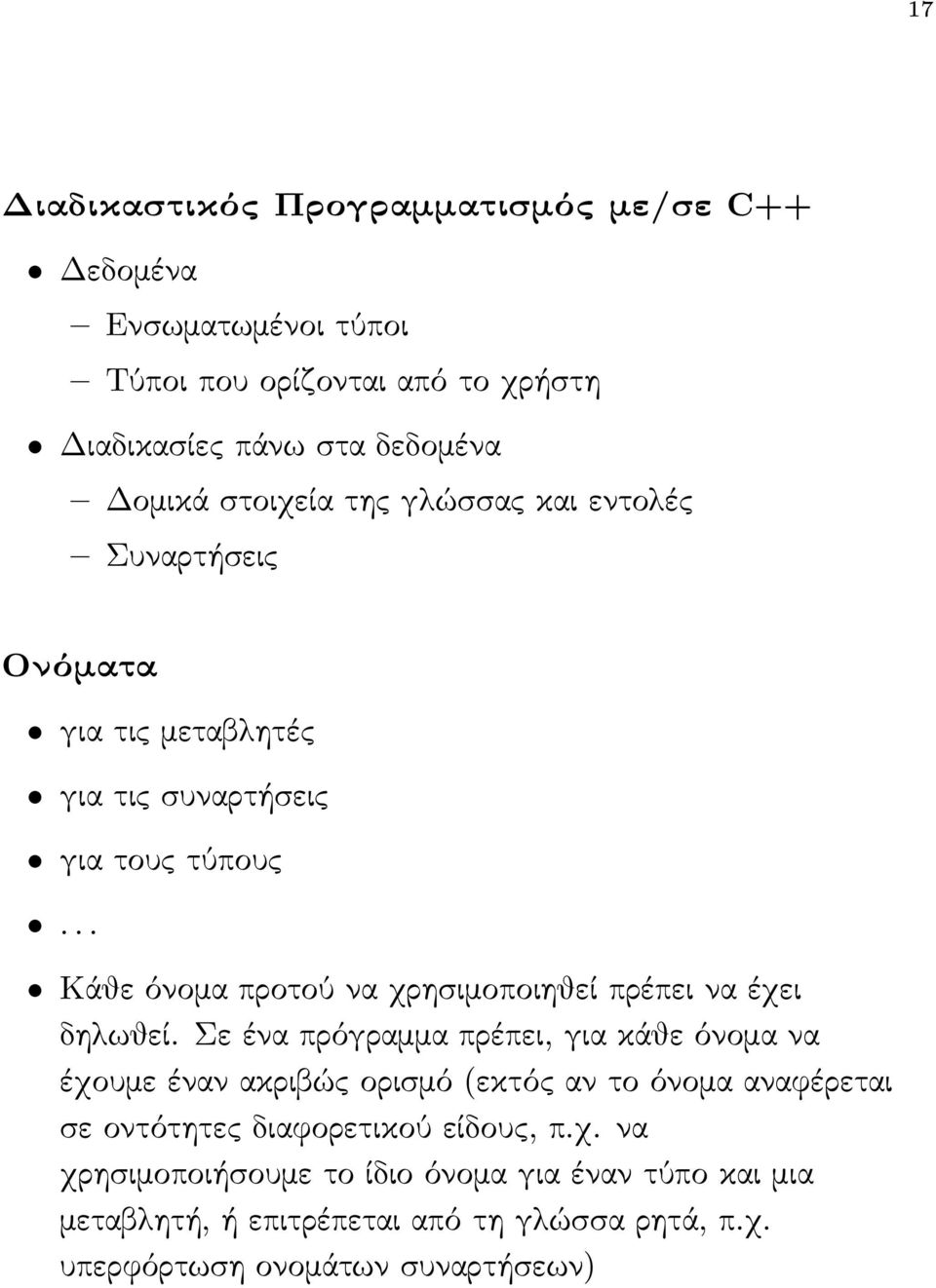 .. Κάθε όνομα προτού να χρησιμοποιηθεί πρέπει να έχει δηλωθεί.