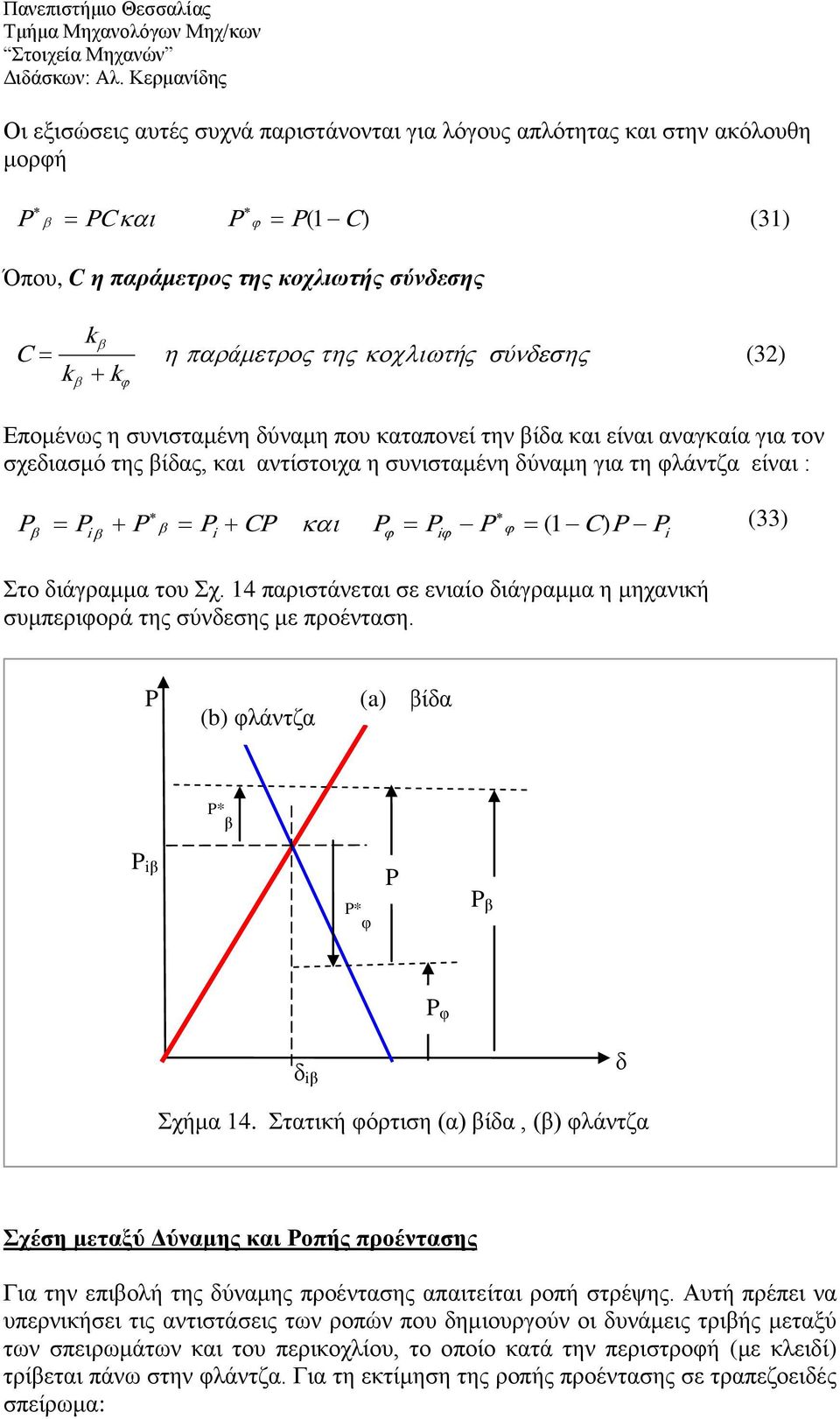 διάγραμμα του Σχ. 14 παριστάνεται σε ενιαίο διάγραμμα η μηχανική συμπεριφορά της σύνδεσης με προένταση. (b) φλάντζα (a) ίδα * i * φ φ δ i δ Σχήμα 14.