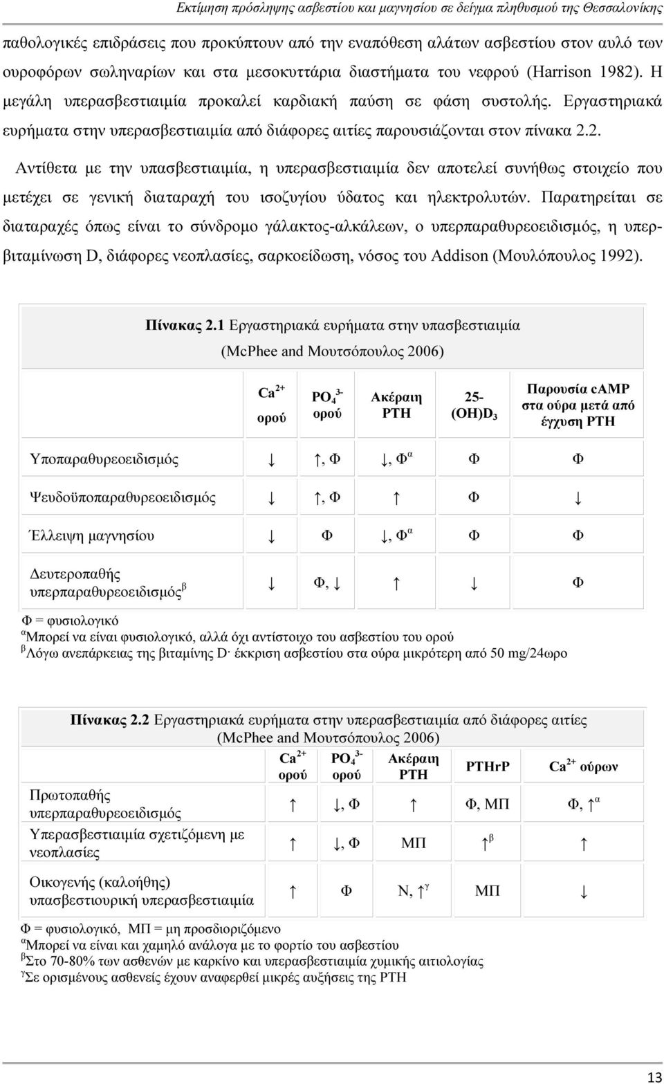 2. Αντίθετα µε την υπασβεστιαιµία, η υπερασβεστιαιµία δεν αποτελεί συνήθως στοιχείο που µετέχει σε γενική διαταραχή του ισοζυγίου ύδατος και ηλεκτρολυτών.