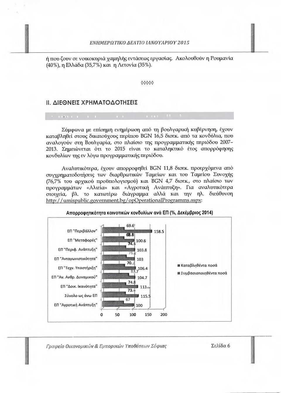 από τα κονδύλια, που αναλογούν στη Βουλγαρία, στο πλαίσιο της προγραµµατικής περιόδου 2007-2013.