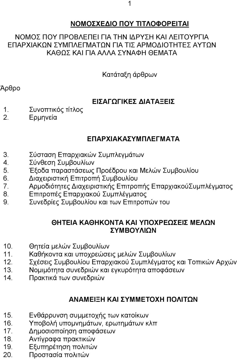 Διαχειριστική Επιτροπή Συμβουλίου 7. Αρμοδιότητες Διαχειριστικής Επιτροπής ΕπαρχιακούΣυμπλέγματος 8. Επιτροπές Επαρχιακού Συμπλέγματος 9.