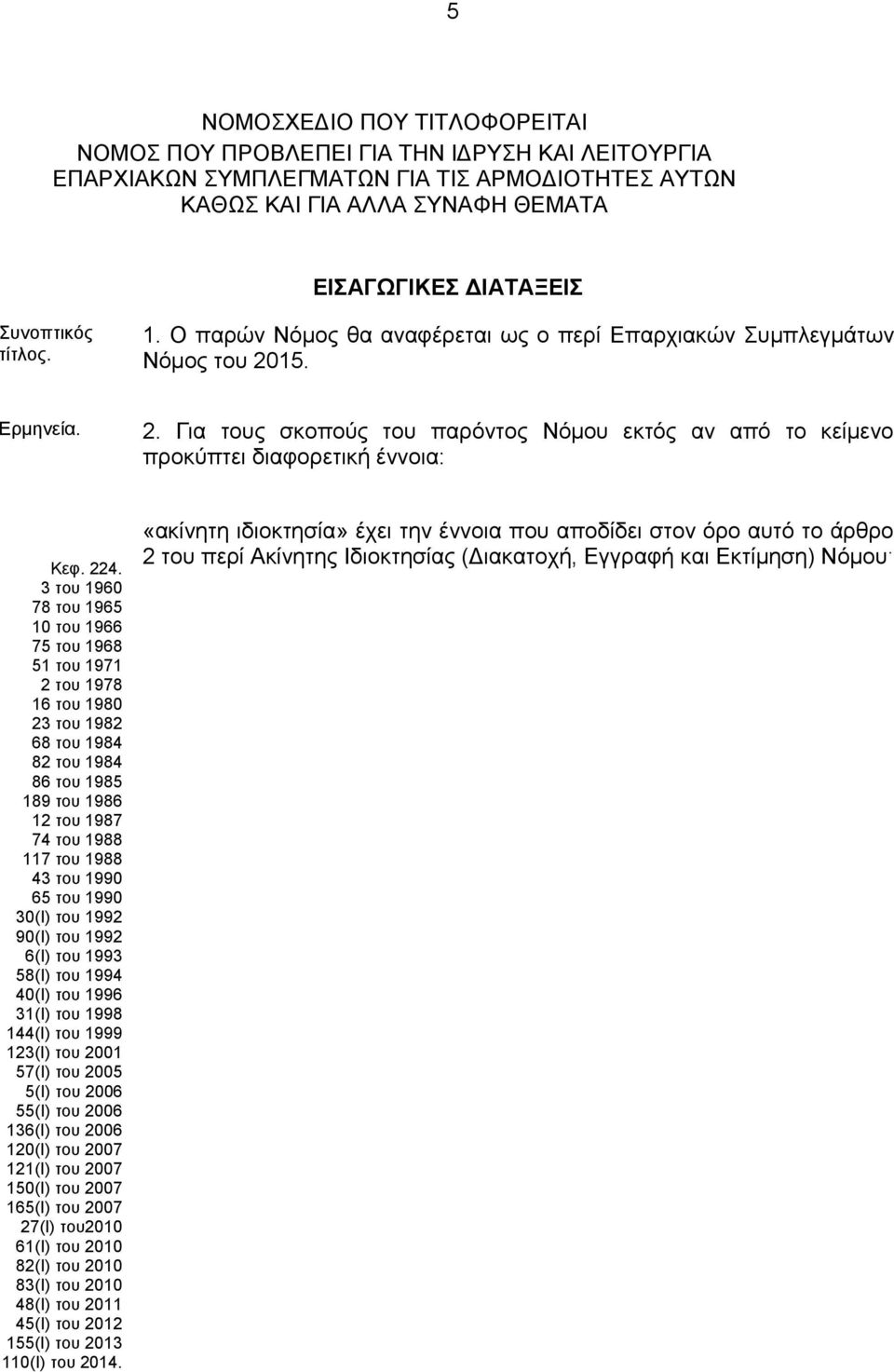 224. 3 του 1960 78 του 1965 10 του 1966 75 του 1968 51 του 1971 2 του 1978 16 του 1980 23 του 1982 68 του 1984 82 του 1984 86 του 1985 189 του 1986 12 του 1987 74 του 1988 117 του 1988 43 του 1990 65