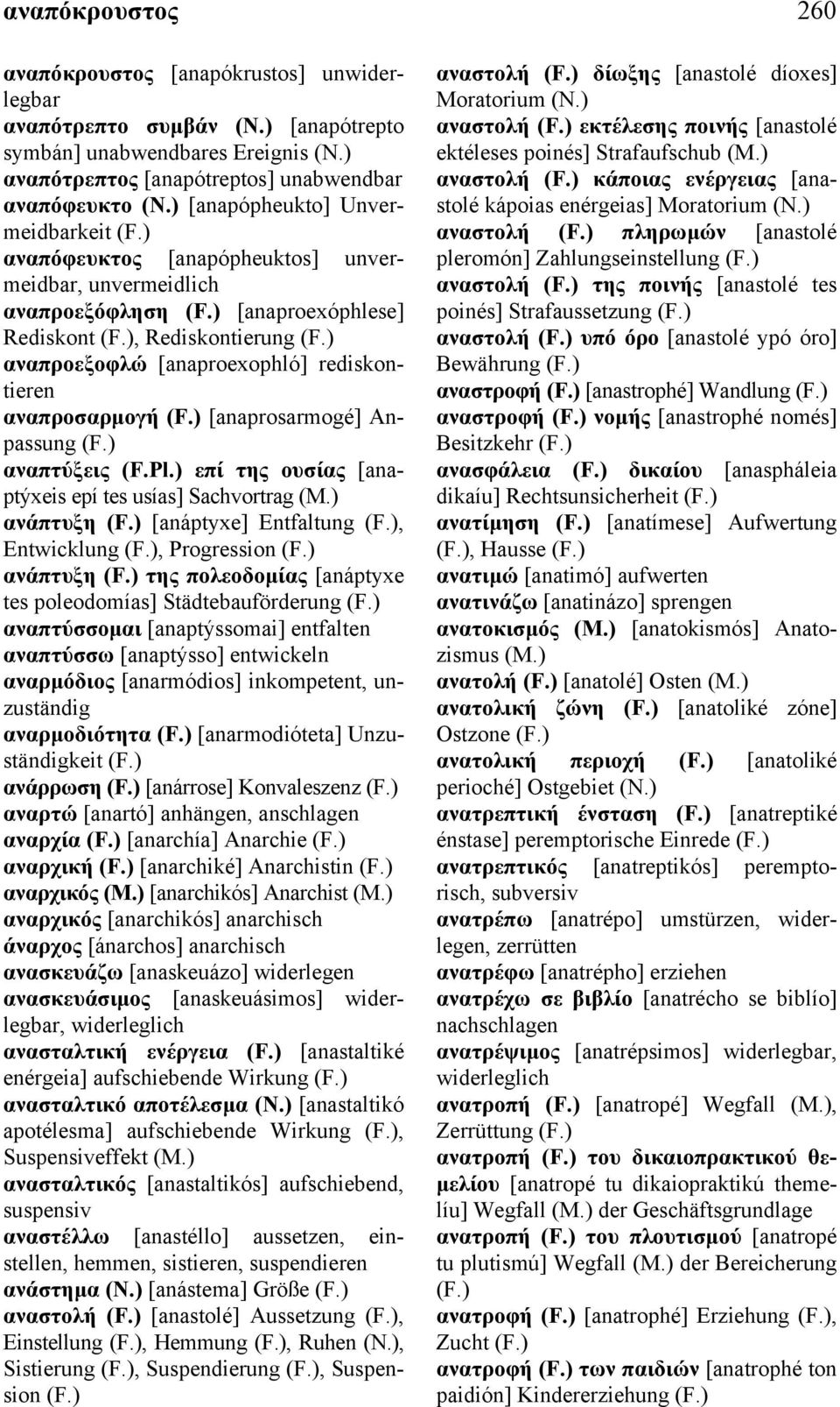 [anaprosarmogé] Anpassung αναπτύξεις (F.Pl.