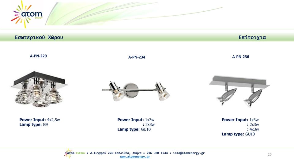 Input: 1x3w : 2x3w Lamp type: GU10 Power