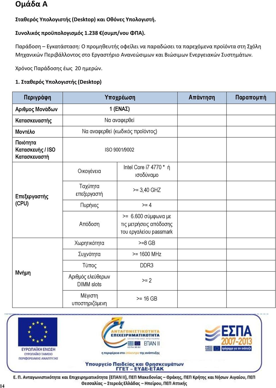 Χρόνος Παράδοσης έως 20 ημερών. 1.