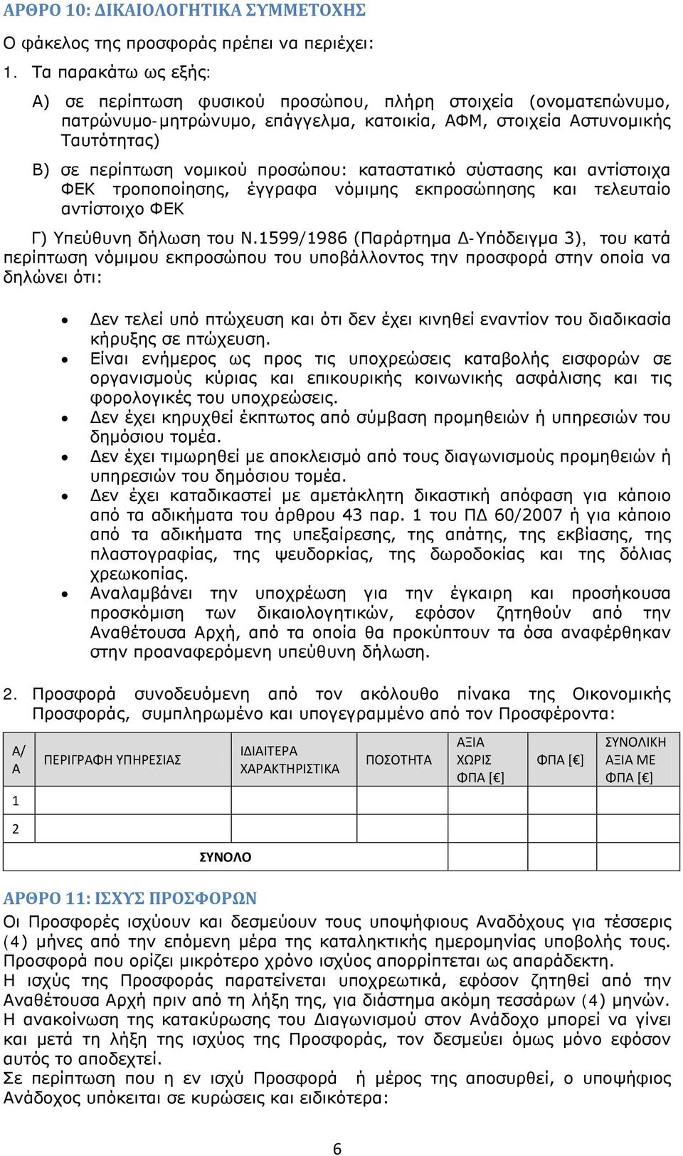 καταστατικό σύστασης και αντίστοιχα ΦΕΚ τροποποίησης, έγγραφα νόμιμης εκπροσώπησης και τελευταίο αντίστοιχο ΦΕΚ Γ) Υπεύθυνη δήλωση του Ν.