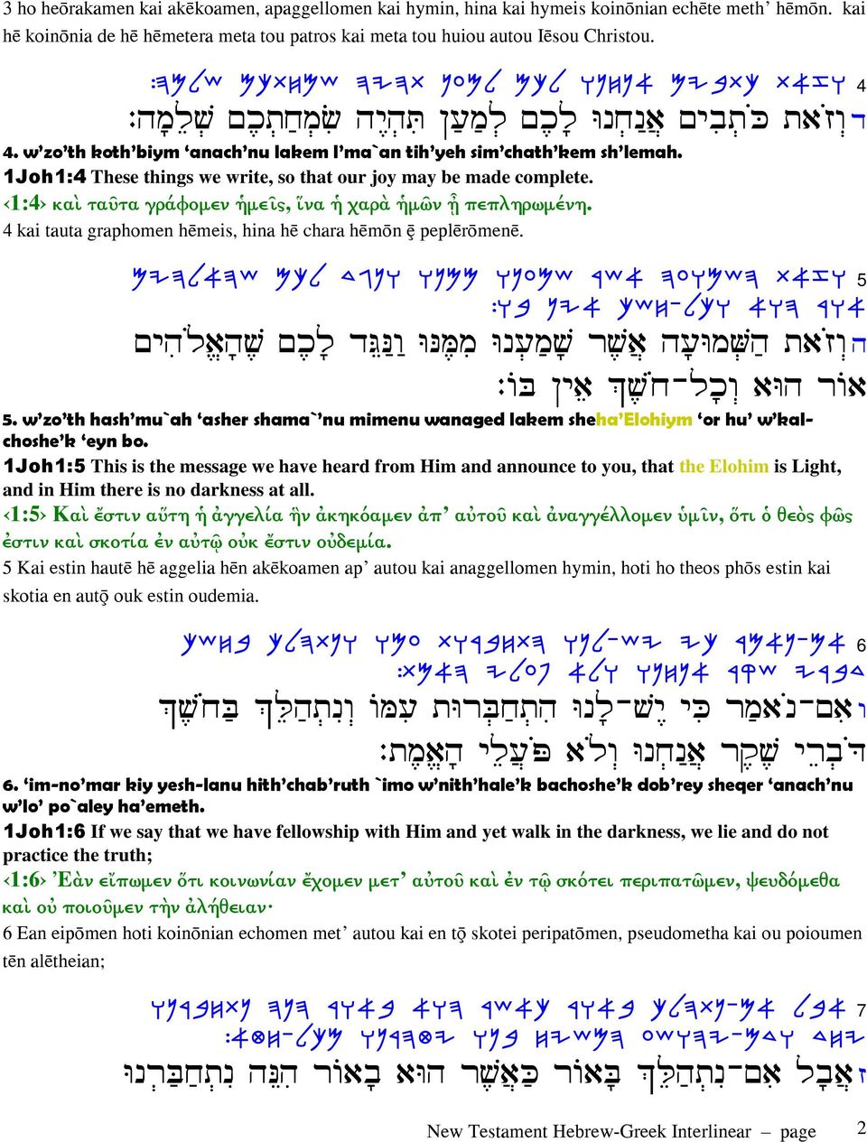 1Joh1:4 These things we write, so that our joy may be made complete. 1:4 καὶ ταῦτα γράφοµεν ἡµεῖς, ἵνα ἡ χαρὰ ἡµῶν ᾖ πεπληρωµένη. 4 kai tauta graphomen h meis, hina h chara h m n ÿ pepl r men.