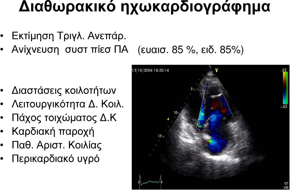 85%) Διαστάσεις κοιλοτήτων Λειτουργικότητα Δ. Κοιλ.