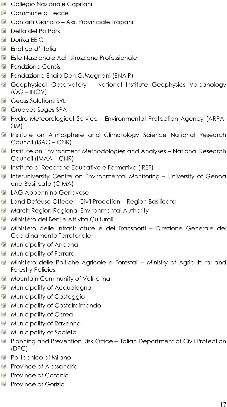 Enotica d Italia Este Nazzionale Acli Istruzzione Professionale Fondzione Censis Fondazione Enaip Don.G.