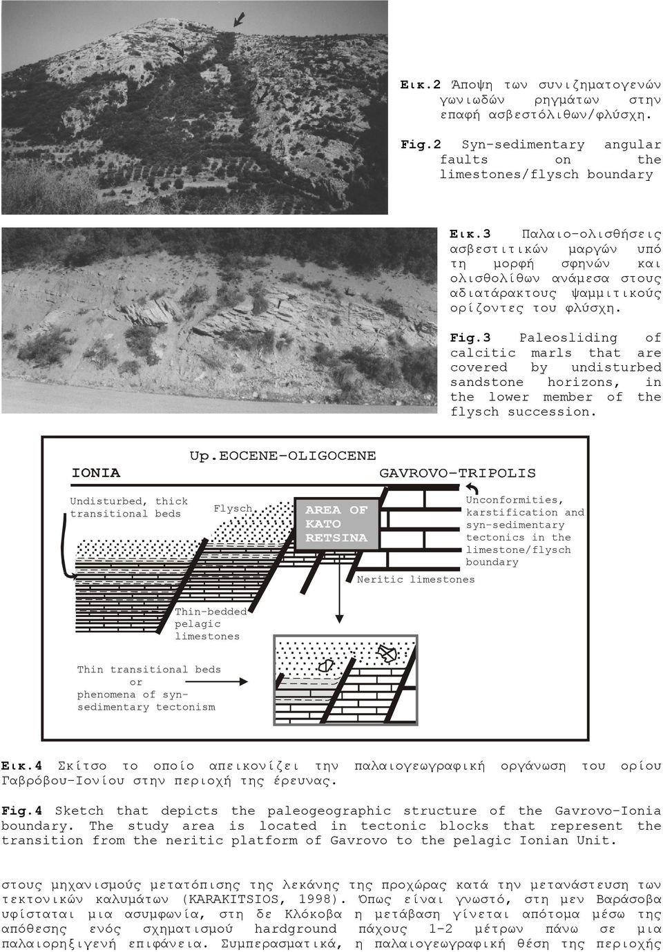 3 Paleosliding of calcitic marls that are covered by undisturbed sandstone horizons, in the lower member of the flysch succession.