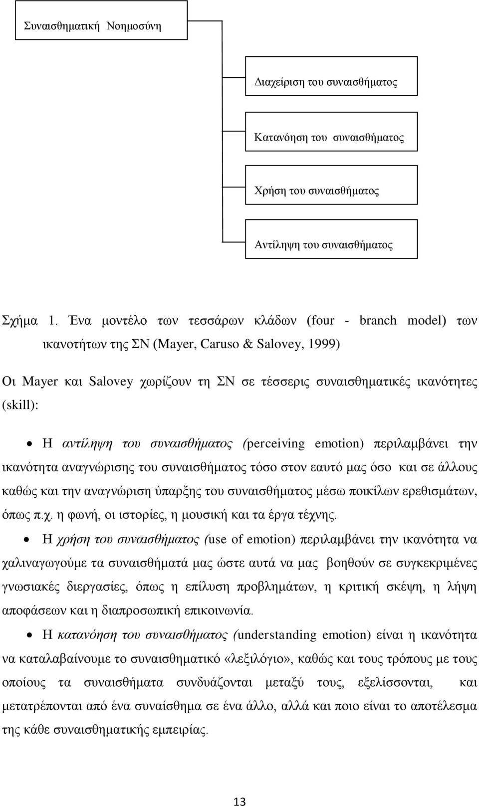 αντίληψη του συναισθήματος (perceiving emotion) περιλαμβάνει την ικανότητα αναγνώρισης του συναισθήματος τόσο στον εαυτό μας όσο και σε άλλους καθώς και την αναγνώριση ύπαρξης του συναισθήματος μέσω