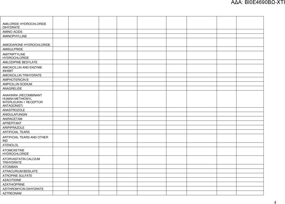 ANTAGONIST) ANASTROZOLE ANIDULAFUNGIN ANIRACETAM APREPITANT ARIPIPRAZOLE ARTIFICIAL TEARS ARTIFICIAL TEARS AND OTHER IND ATENOLOL