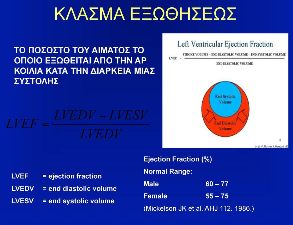 (%) LVEF LVEDV LVESV = ejection fraction = end diastolic volume = end