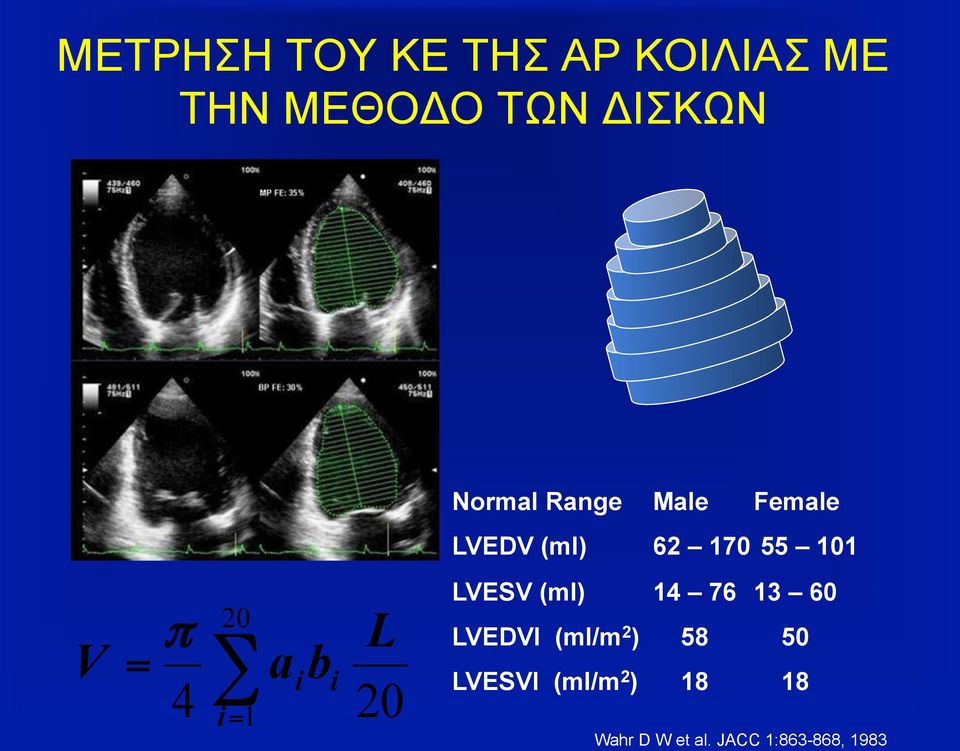 20 i= 1 a i b i L 20 LVESV (ml) 14 76 13 60 LVEDVI (ml/m 2