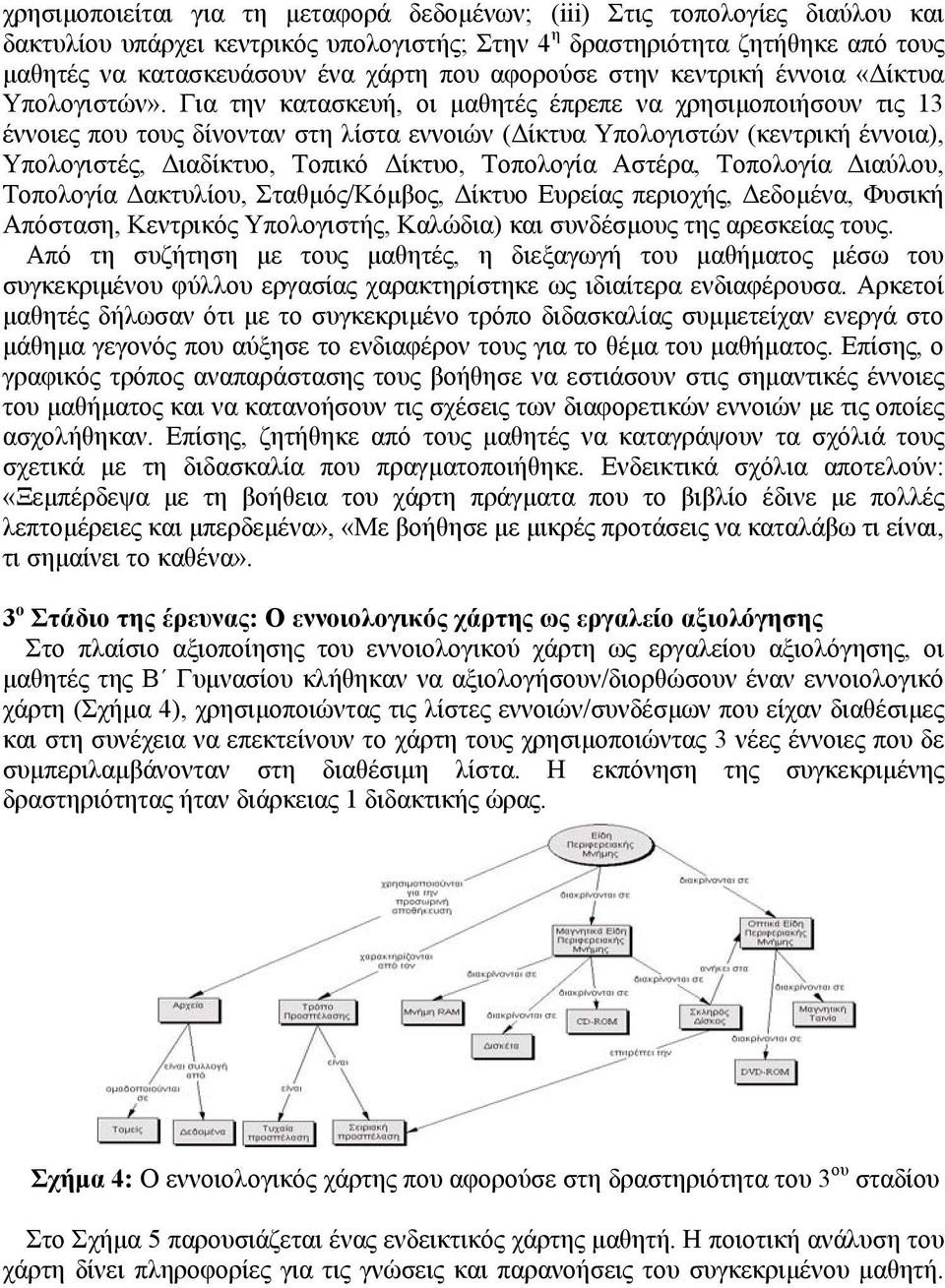 Για την κατασκευή, οι µαθητές έπρεπε να χρησιµοποιήσουν τις 13 έννοιες που τους δίνονταν στη λίστα εννοιών ( ίκτυα Υπολογιστών (κεντρική έννοια), Υπολογιστές, ιαδίκτυο, Τοπικό ίκτυο, Τοπολογία