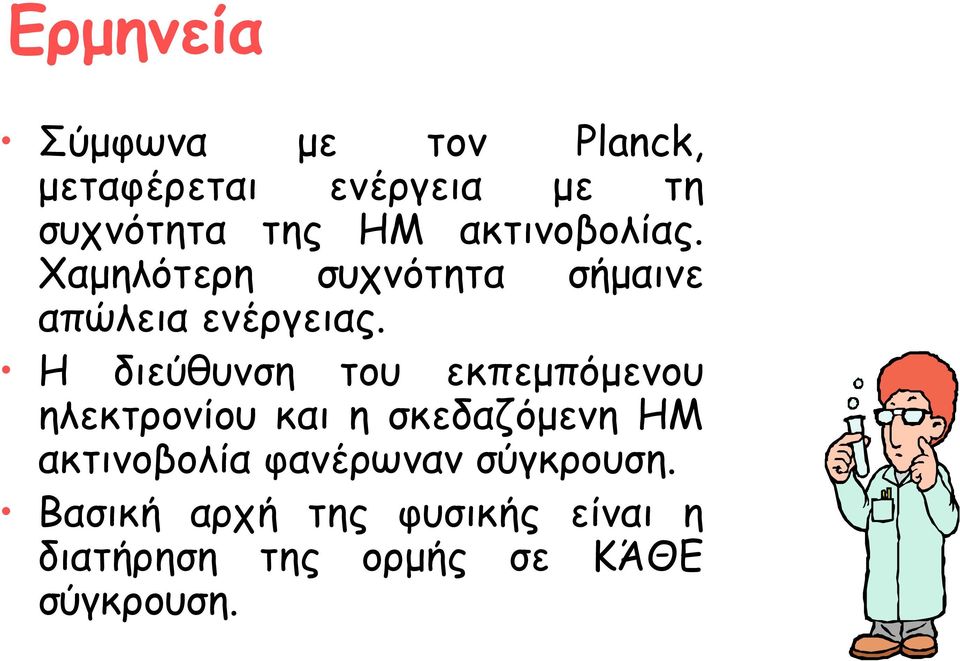 Η διεύθυνση του εκπεμπόμενου ηλεκτρονίου και η σκεδαζόμενη ΗΜ ακτινοβολία