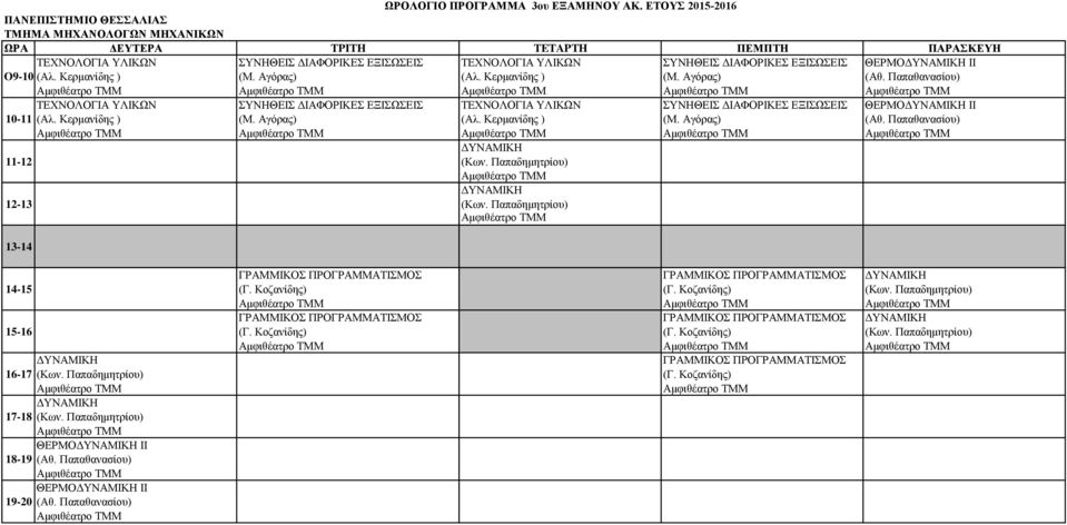 Κερμανίδης ) (Μ. Αγόρας) (Αθ. Παπαθανασίου) 11-12 (Κων. Παπαδημητρίου) 12-13 (Κων. Παπαδημητρίου) ΓΡΑΜΜΙΚΟΣ ΠΡΟΓΡΑΜΜΑΤΙΣΜΟΣ ΓΡΑΜΜΙΚΟΣ ΠΡΟΓΡΑΜΜΑΤΙΣΜΟΣ 14-15 (Γ. Κοζανίδης) (Γ. Κοζανίδης) (Κων.