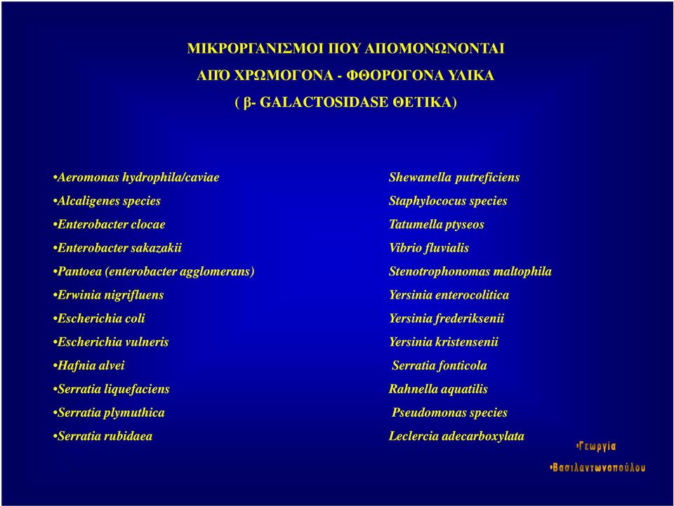 liquefaciens Serratia plymuthica Serratia rubidaea Shewanella putreficiens Staphylococus species Tatumella ptyseos Vibrio fluvialis Stenotrophonomas