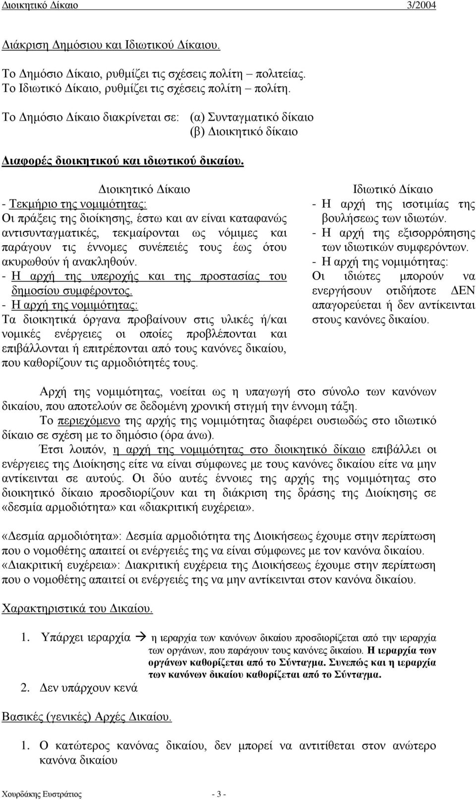 Διοικητικό Δίκαιο - Τεκμήριο της νομιμότητας: Οι πράξεις της διοίκησης, έστω και αν είναι καταφανώς αντισυνταγματικές, τεκμαίρονται ως νόμιμες και παράγουν τις έννομες συνέπειές τους έως ότου