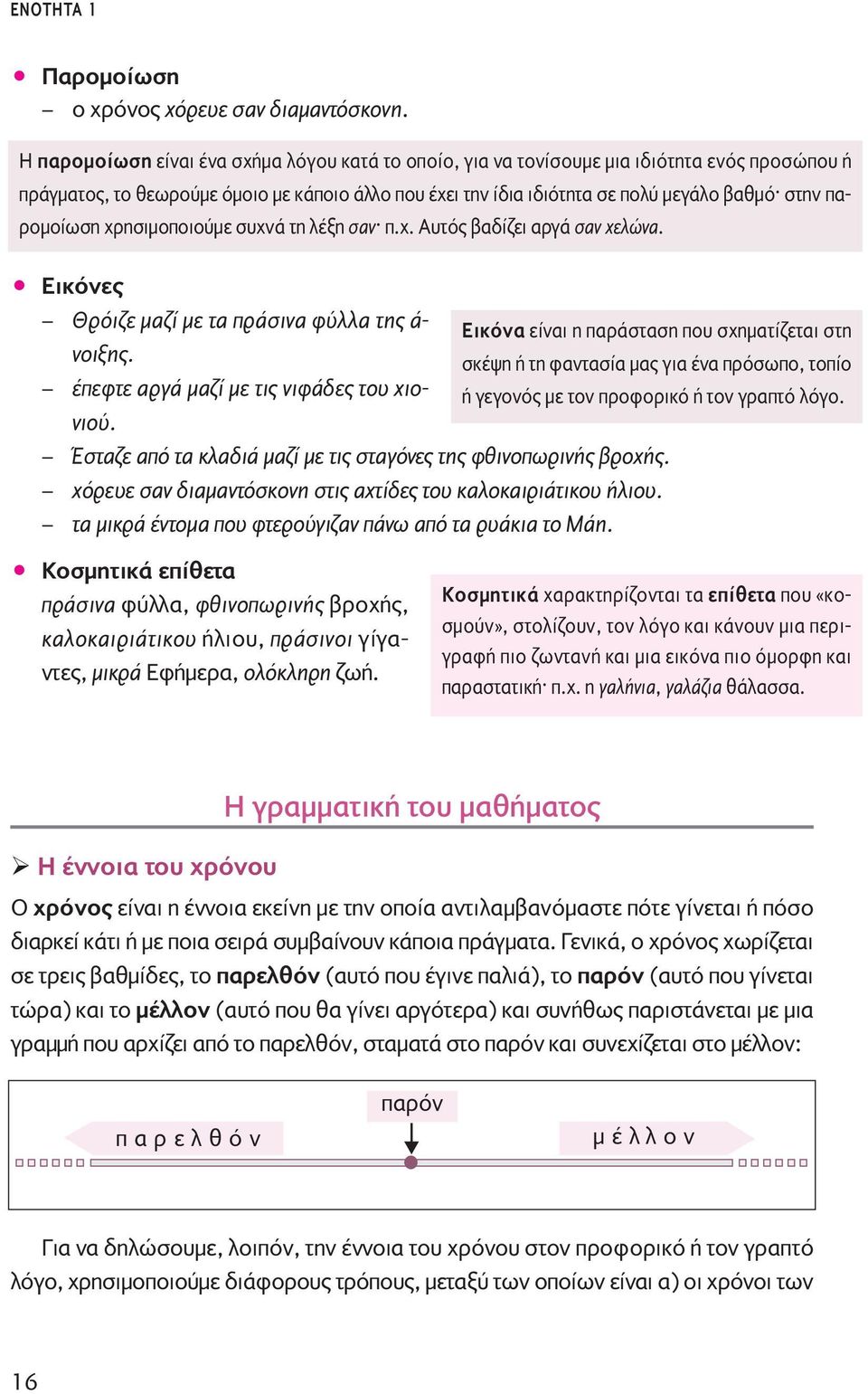 παρομοίωση χρησιμοποιούμε συχνά τη λέξη σαν π.χ. Αυτός βαδίζει αργά σαν χελώνα. ñ Εικόνες Θρόιζε μαζί με τα πράσινα φύλλα της ά- νοιξης.