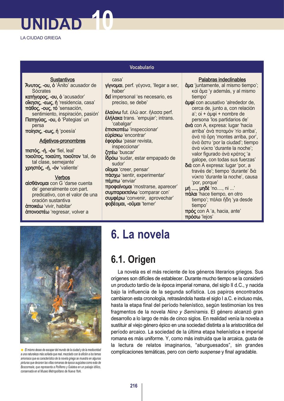 Verbos αἰσθάνομαι con G darse cuenta de generalmente con part. predicativo, con el valor de una oración sustantiva ἀποικέω vivir, habitar ἀπονοστέω regresar, volver a Vocabulario casa γίγνομαι, perf.