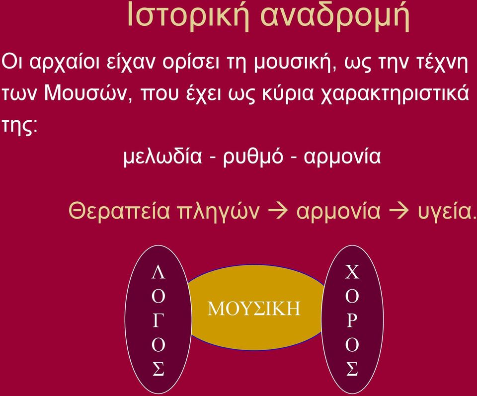 κύρια χαρακτηριστικά της: μελωδία - ρυθμό -