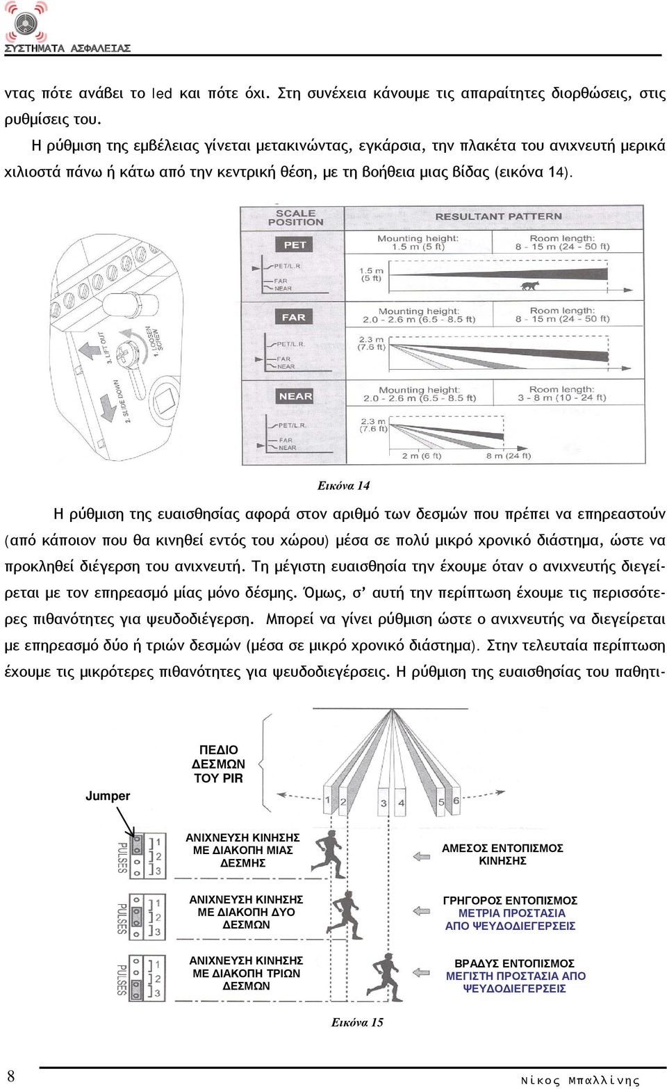 Εικόνα 14 Η ρύθμιση της ευαισθησίας αφορά στον αριθμό των δεσμών που πρέπει να επηρεαστούν (από κάποιον που θα κινηθεί εντός του χώρου) μέσα σε πολύ μικρό χρονικό διάστημα, ώστε να προκληθεί διέγερση