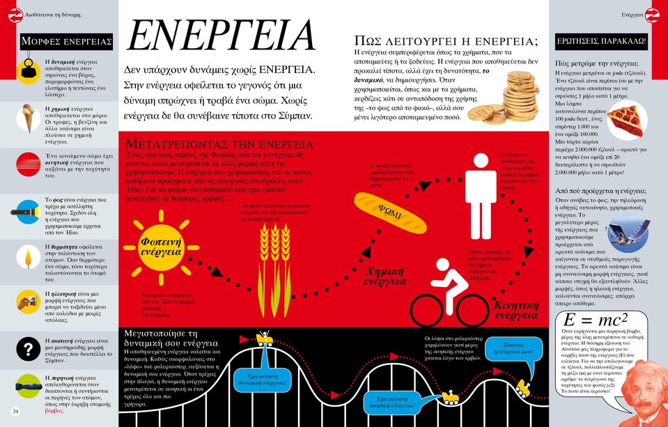 Το φως είναι ενέργεια που τρέχει με ασύλληπτη ταχύτητα. Σχεδόν όλη η ενέργεια που χρησιμοποιούμε έρχεται από τον Ήλιο. Η θερμότητα οφείλεται στην ταλάντωση των ατόμων.