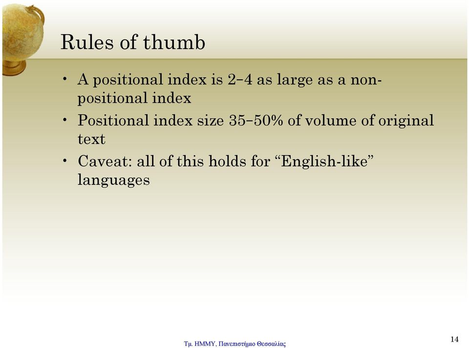 index size 35 50% of volume of original text