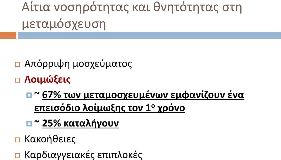 μεταμοσχευμένων εμφανίζουν ένα επεισόδιο λοίμωξης