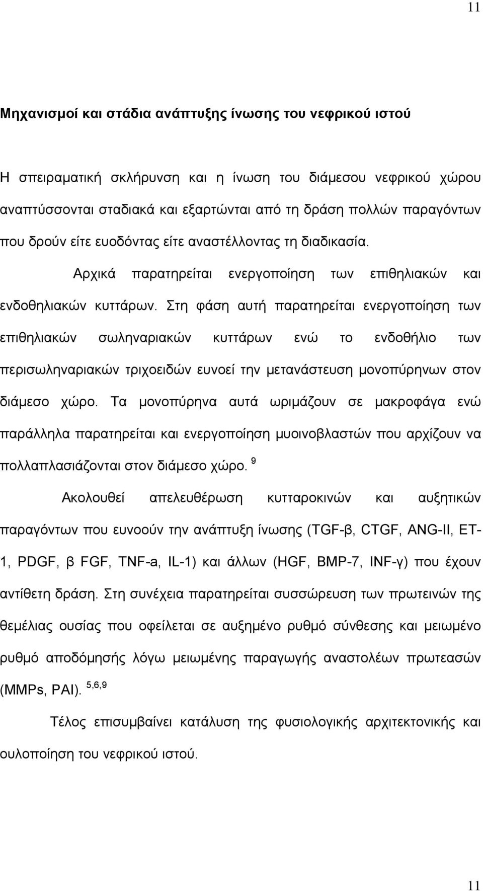 Στη φάση αυτή παρατηρείται ενεργοποίηση των επιθηλιακών σωληναριακών κυττάρων ενώ το ενδοθήλιο των περισωληναριακών τριχοειδών ευνοεί την μετανάστευση μονοπύρηνων στον διάμεσο χώρο.