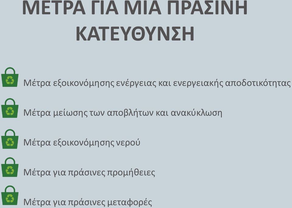 των αποβλήτων και ανακύκλωση Μέτρα εξοικονόμησης νερού