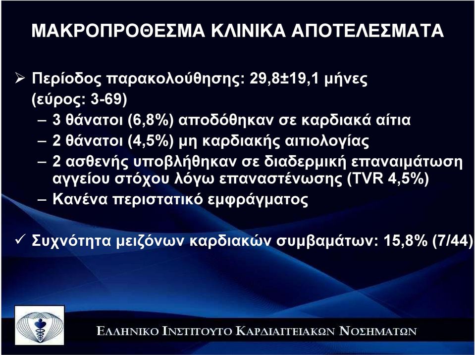 αιτιολογίας 2 ασθενής υποβλήθηκαν σε διαδερµική επαναιµάτωση αγγείου στόχου λόγω