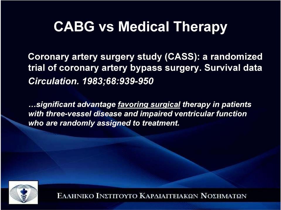 1983;68:939-950 significant advantage favoring surgical therapy in patients