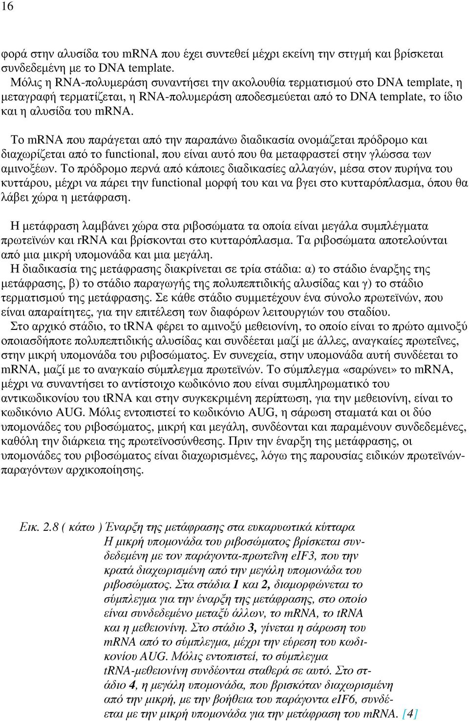 Το mrna που παράγεται από την παραπάνω διαδικασία ονοµάζεται πρόδροµο και διαχωρίζεται από το functional, που είναι αυτό που θα µεταφραστεί στην γλώσσα των αµινοξέων.