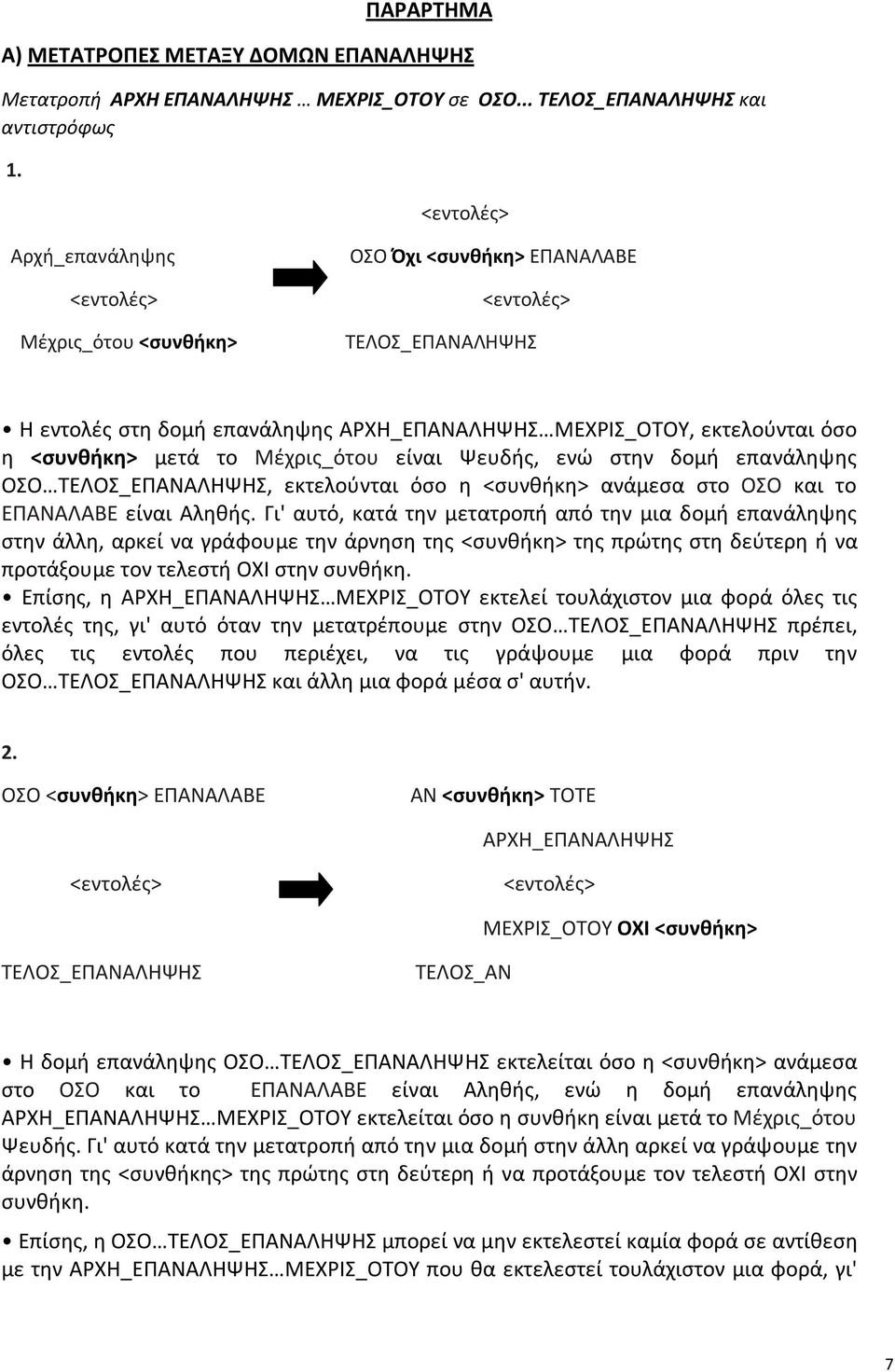 δομή επανάληψης ΟΣΟ, εκτελούνται όσο η <συνθήκη> ανάμεσα στο ΟΣΟ και το ΕΠΑΝΑΛΑΒΕ είναι Αληθής.