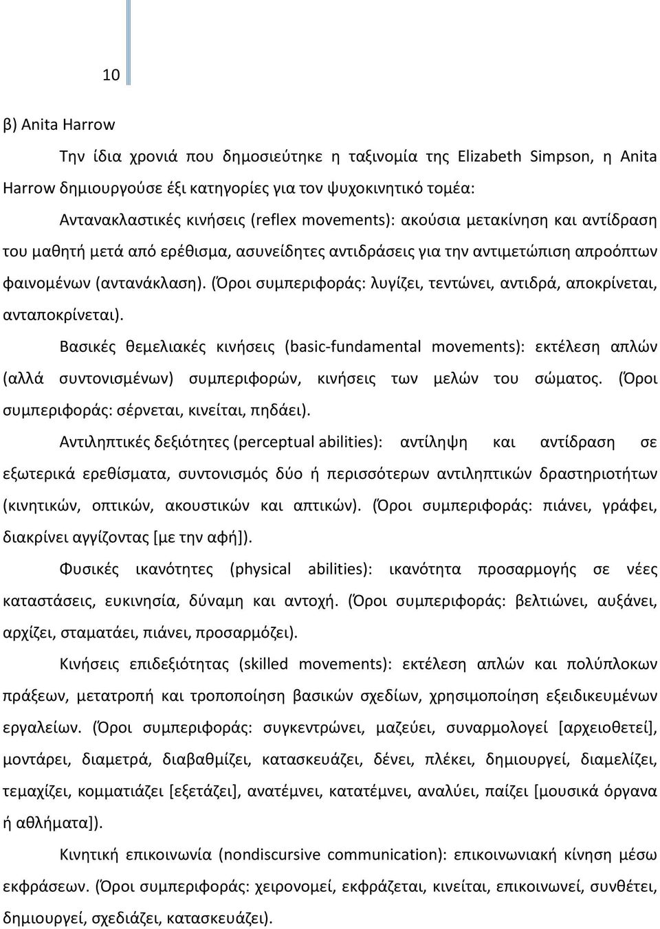 (Όροι συμπεριφοράς: λυγίζει, τεντώνει, αντιδρά, αποκρίνεται, ανταποκρίνεται).