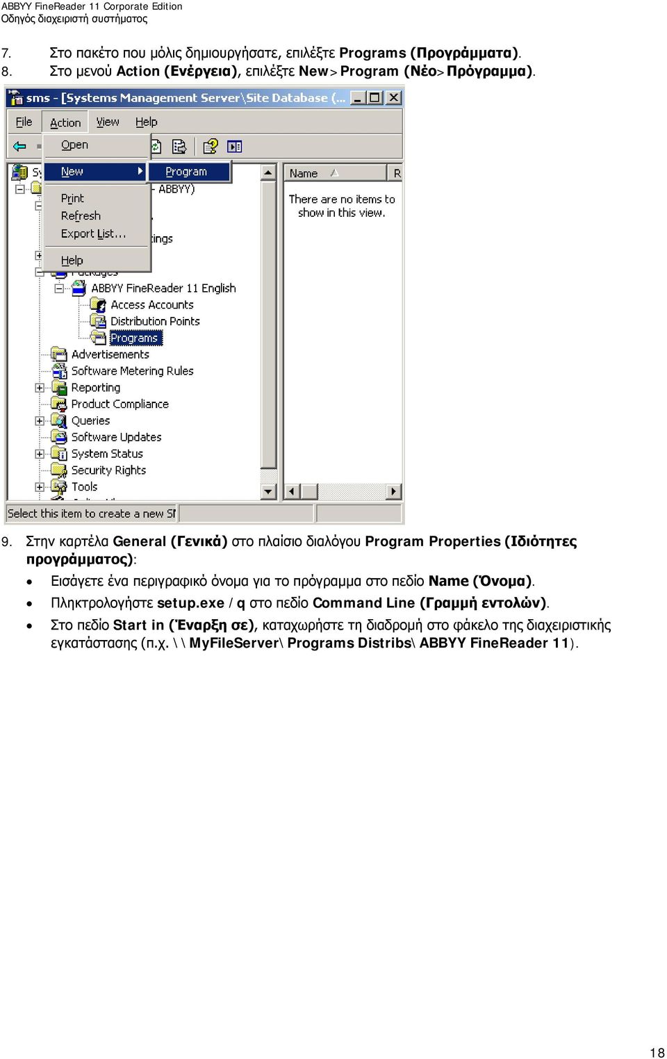 Στην καρτέλα General (Γενικά) στο πλαίσιο διαλόγου Program Properties (Ιδιότητες προγράμματος): Εισάγετε ένα περιγραφικό όνομα για το