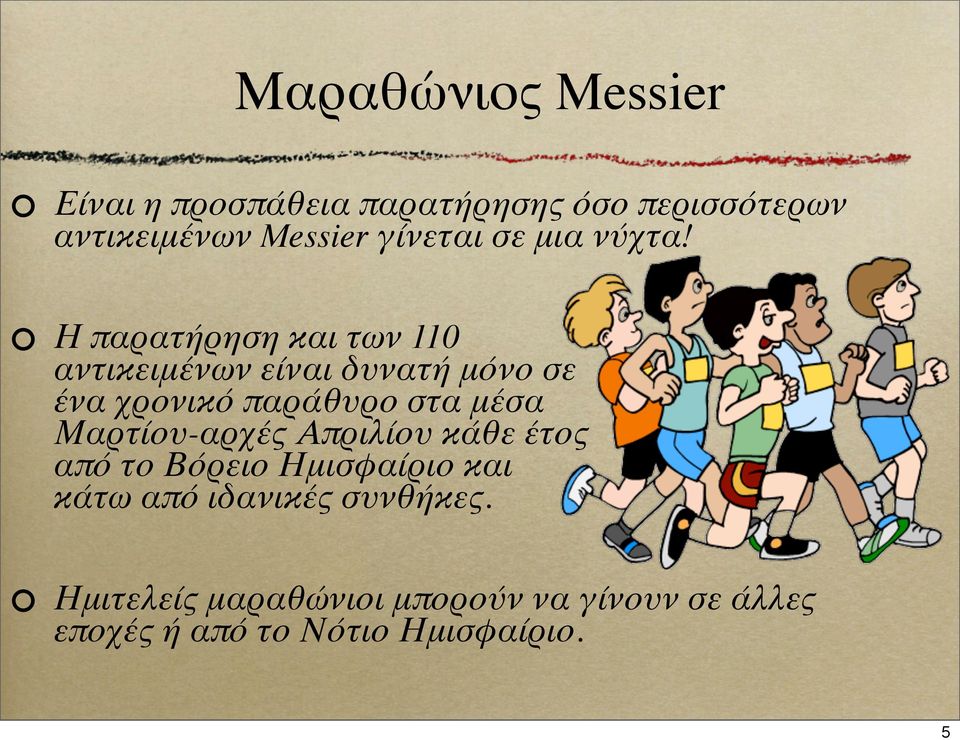 Η παρατήρηση και των 110 αντικειμένων είναι δυνατή μόνο σε ένα χρονικό παράθυρο στα μέσα