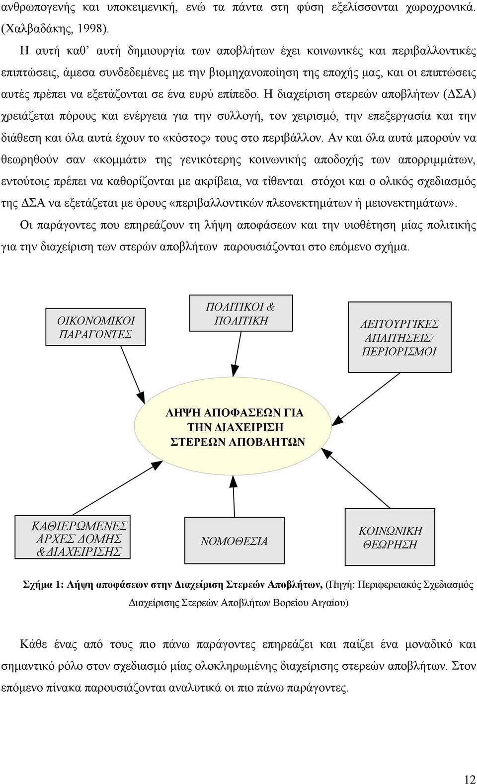 ευρύ επίπεδο. Η διαχείριση στερεών αποβλήτων (ΔΣΑ) χρειάζεται πόρους και ενέργεια για την συλλογή, τον χειρισμό, την επεξεργασία και την διάθεση και όλα αυτά έχουν το «κόστος» τους στο περιβάλλον.