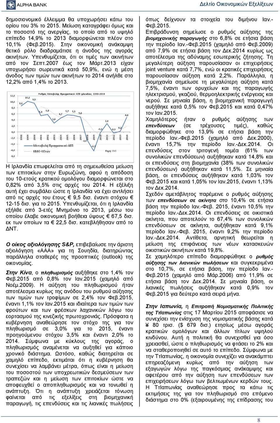 213 είχαν υποχωρήσει σωρευτικά κατά 5,9%, ενώ η μέση άνοδος των τιμών των ακινήτων το 214 ανήλθε στο 12,2% από 1,4% το 213.