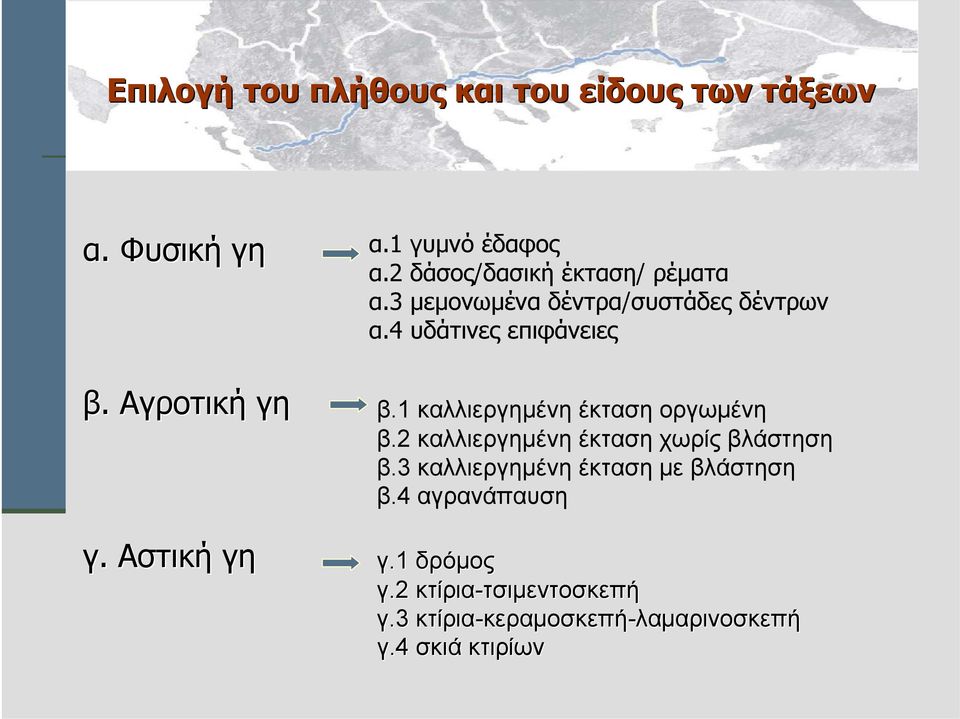 1 καλλιεργημένη έκταση οργωμένη β.2 καλλιεργημένη έκταση χωρίς βλάστηση β.3 καλλιεργημένη έκταση με βλάστηση β.