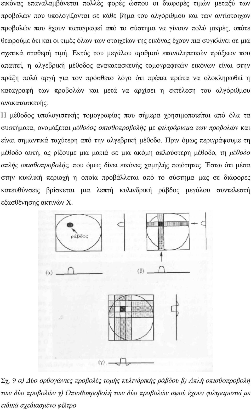 Εκτός του μεγάλου αριθμού επαναληπτικών πράξεων που απαιτεί, η αλγεβρική μέθοδος ανακατασκευής τομογραφικών εικόνων είναι στην πράξη πολύ αργή για τον πρόσθετο λόγο ότι πρέπει πρώτα να ολοκληρωθεί η