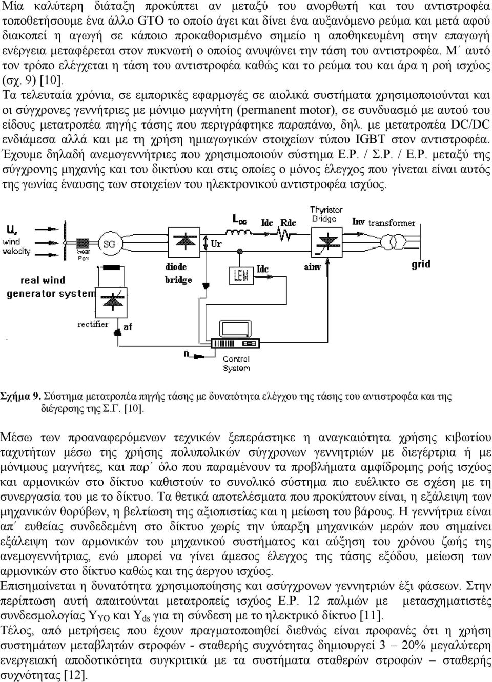 Μ αυτό τον τρόπο ελέγχεται η τάση του αντιστροφέα καθώς και το ρεύµα του και άρα η ροή ισχύος (σχ. 9) [10].
