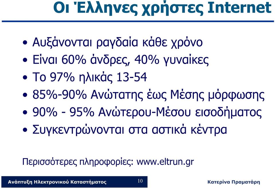 έως Μέσης μόρφωσης 90% - 95% Ανώτερου-Μέσου εισοδήματος