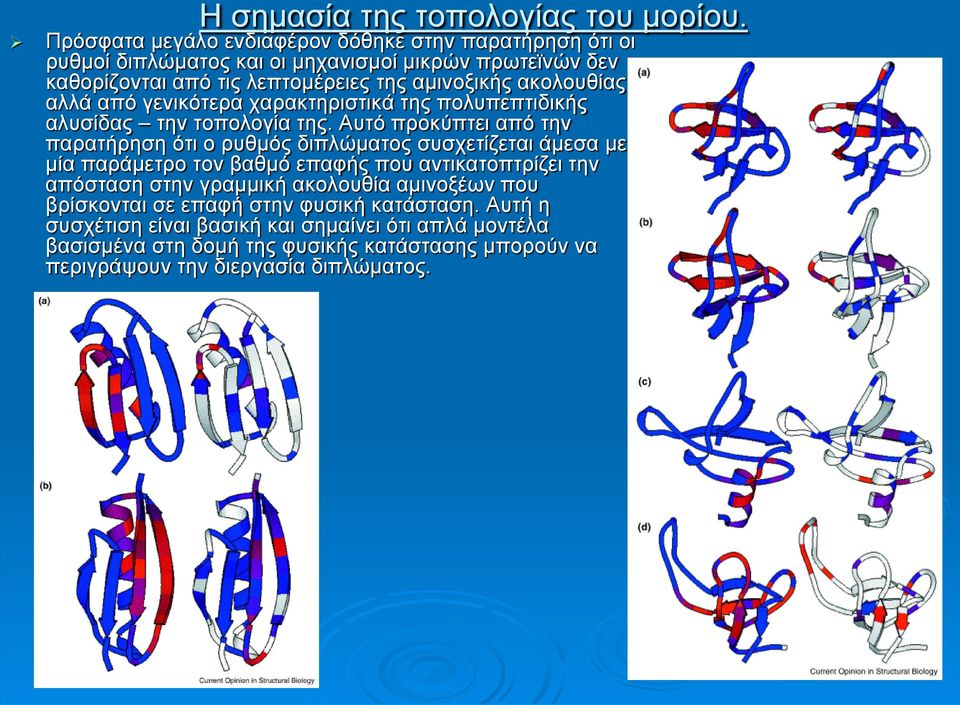 ακολουθίας αλλά από γενικότερα χαρακτηριστικά της πολυπεπτιδικής αλυσίδας την τοπολογία της.