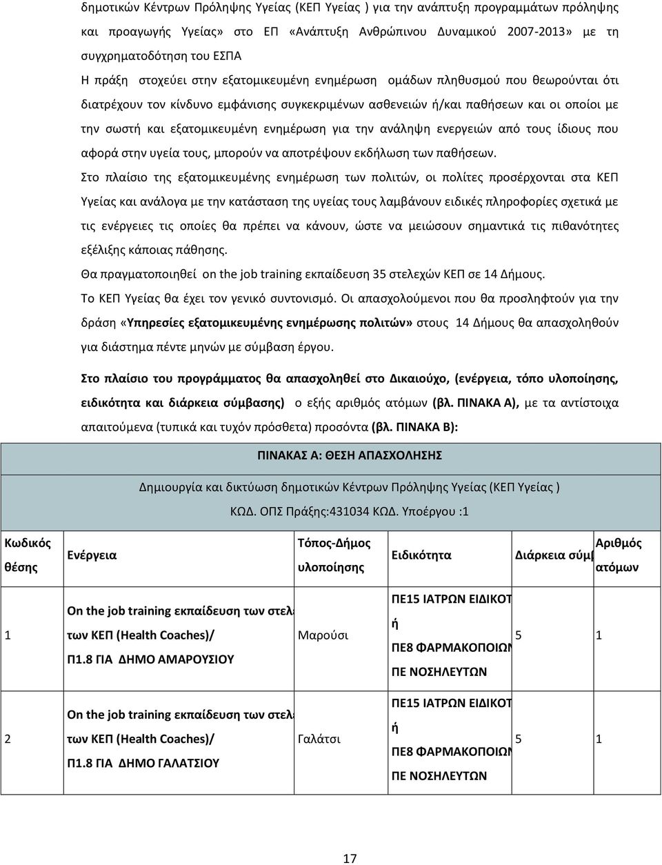 ενημέρωση για την ανάληψη ενεργειών από τους ίδιους που αφορά στην υγεία τους, μπορούν να αποτρέψουν εκδήλωση των παθήσεων.